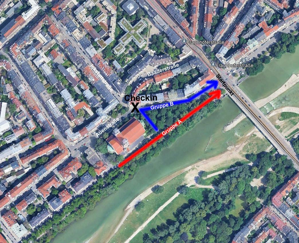 ein screenshot von google maps mit Markierung der Aufstellfläche