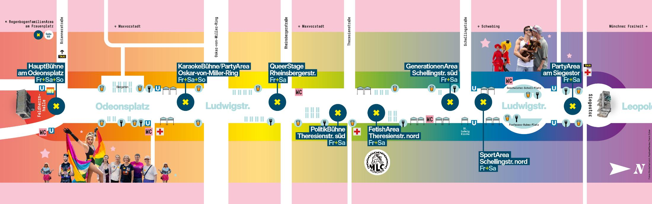 Übersichtskarte der PrideMeile, von www.csdmuenchen.de